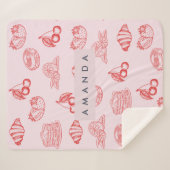 Aangepaste Monogram Charming Girly Cherry Strawber Sherpa Deken (Voorkant (horizontaal))