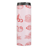Aangepaste Monogram Charming Girly Cherry Strawber Thermosbeker (Achterkant)