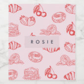 Aangepaste Monogram Charming Girly Cherry Strawber Wijn Etiket (Enkel label)