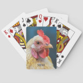 Aangepaste monogram Chicken Close-up Pokerkaarten (Achterkant)