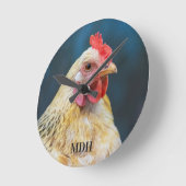 Aangepaste monogram Chicken Close-up Ronde Klok (Hoek)