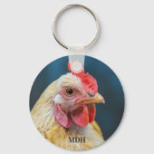 Aangepaste monogram Chicken Close-up Sleutelhanger (Voorkant)