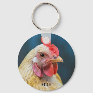 Aangepaste monogram Chicken Close-up Sleutelhanger