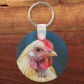 Aangepaste monogram Chicken Close-up Sleutelhanger (Voorkant)