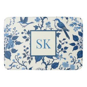 Aangepaste Monogram Chinoiserie Chic, Hydrangeas Badmat