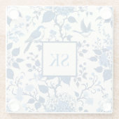 Aangepaste Monogram Chinoiserie Chic, Hydrangeas Glazen Onderzetter (Achterkant)