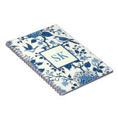 Aangepaste Monogram Chinoiserie Chic, Hydrangeas Notitieboek (Rechterzijde)