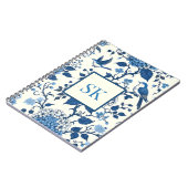 Aangepaste Monogram Chinoiserie Chic, Hydrangeas Notitieboek (Linkerzijde)