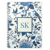 Aangepaste Monogram Chinoiserie Chic, Hydrangeas Notitieboek (Voorkant)