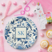 Aangepaste Monogram Chinoiserie Chic, Hydrangeas Papieren Bordje (Feest)