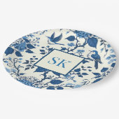 Aangepaste Monogram Chinoiserie Chic, Hydrangeas Papieren Bordje (Gekanteld)