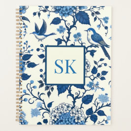 Aangepaste Monogram Chinoiserie Chic, Hydrangeas Planner