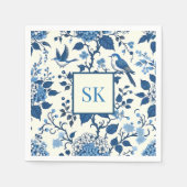 Aangepaste Monogram Chinoiserie Chic, Hydrangeas Servet (Voorkant)