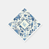 Aangepaste Monogram Chinoiserie Chic, Hydrangeas Servet (Hoek)