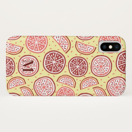 Aangepaste monogram Citrus Pattern-gevallen Case-Mate iPhone Case (Achterkant (horizontaal))