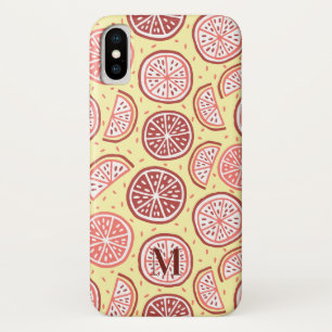 Aangepaste monogram Citrus Pattern-gevallen iPhone X Hoesje