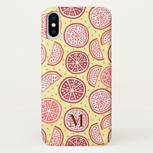 Aangepaste monogram Citrus Pattern-gevallen Case-Mate iPhone Case (Achterkant)