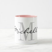 Aangepaste monogram combo-mok met roze kleur binne mok (Midden)