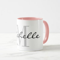 Aangepaste monogram combo-mok met roze kleur binne