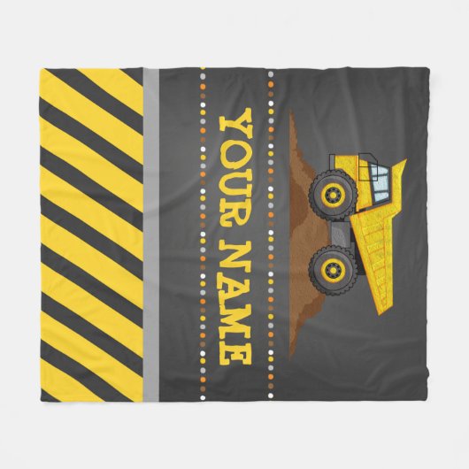 Aangepaste monogram constructiedronk Vrachtwagen Fleece Deken (Voorkant (Horizontaal))