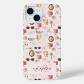 Aangepaste Monogram Coquette Schattige Girly Roze Case-Mate iPhone Case (Achterkant)
