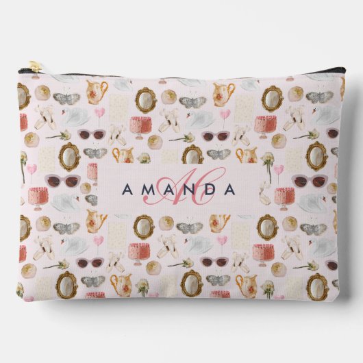 Aangepaste Monogram Coquette Schattige Girly Roze  Etui (Voorkant)