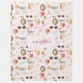 Aangepaste Monogram Coquette Schattige Girly Roze  Fleece Deken (Voorkant)