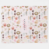 Aangepaste Monogram Coquette Schattige Girly Roze  Fleece Deken (Voorkant (Horizontaal))