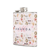 Aangepaste Monogram Coquette Schattige Girly Roze Heupfles (Links)