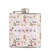 Aangepaste Monogram Coquette Schattige Girly Roze  Heupfles (Voorkant)