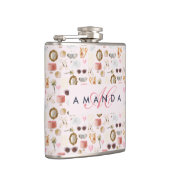 Aangepaste Monogram Coquette Schattige Girly Roze Heupfles (Rechts)