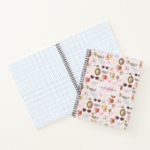 Aangepaste Monogram Coquette Schattige Girly Roze Notitieboek (Binnen)