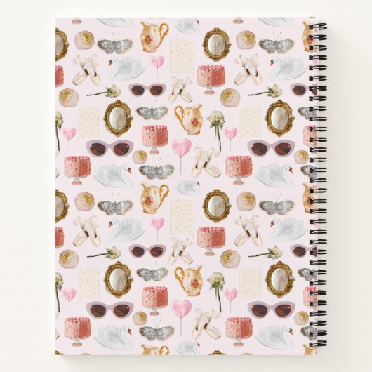 Aangepaste Monogram Coquette Schattige Girly Roze  Notitieboek (Achterkant)