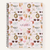 Aangepaste Monogram Coquette Schattige Girly Roze Notitieboek (Voorkant)