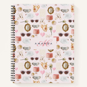 Aangepaste Monogram Coquette Schattige Girly Roze  Notitieboek