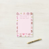 Aangepaste Monogram Coquette Schattige Girly Roze Post-it® Notes (Op bureau)