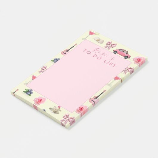Aangepaste Monogram Coquette Schattige Girly Roze Post-it® Notes (Schuin)