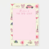 Aangepaste Monogram Coquette Schattige Girly Roze Post-it® Notes (Voorkant)