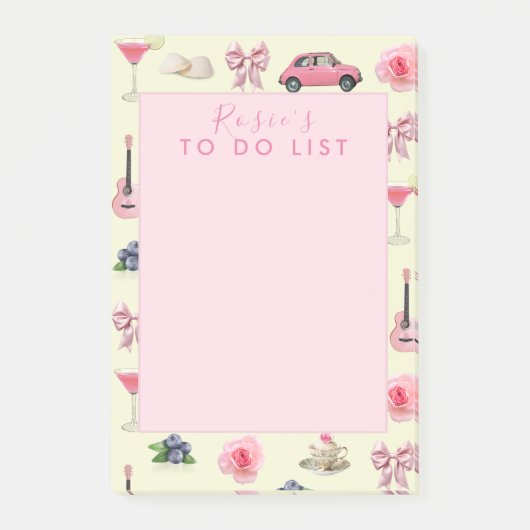 Aangepaste Monogram Coquette Schattige Girly Roze  Post-it® Notes (Voorkant)