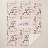 Aangepaste Monogram Coquette Schattige Girly Roze  Sherpa Deken (Voorkant)