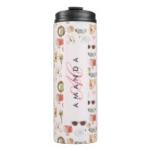 Aangepaste Monogram Coquette Schattige Girly Roze Thermosbeker (Voorkant)
