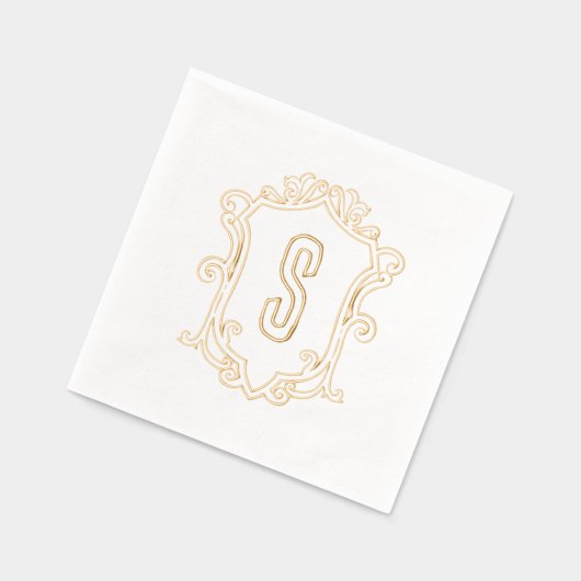 Aangepaste Monogram Crest Gouden Folie Gestempelde Folie Servetten (Links)