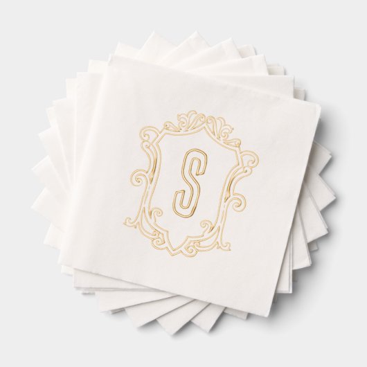 Aangepaste Monogram Crest Gouden Folie Gestempelde Folie Servetten (Insitu (Gestapeld))