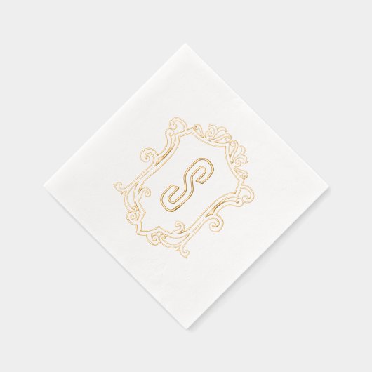 Aangepaste Monogram Crest Gouden Folie Gestempelde Folie Servetten (Rechts)