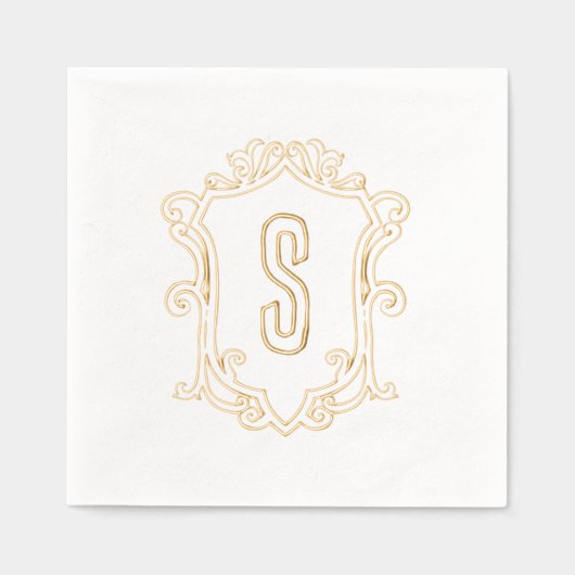 Aangepaste Monogram Crest Gouden Folie Gestempelde Folie Servetten (Voorkant)