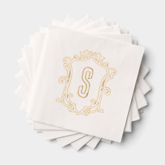Aangepaste Monogram Crest Gouden Folie Gestempelde Servetten (Insitu (Gestapeld))