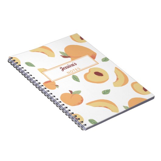 Aangepaste monogram Cute Peaches Modern Gift Notitieboek (Rechterzijde)