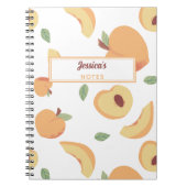 Aangepaste monogram Cute Peaches Modern Gift Notitieboek (Voorkant)
