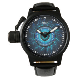 Aangepaste Monogram Cyber Circuit Eye-horloges Horloge
