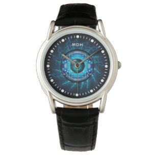 Aangepaste Monogram Cyber Circuit Eye-horloges Horloge